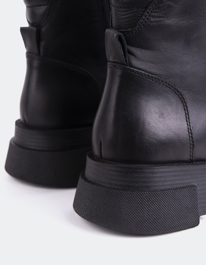 L'INTERVALLE Zamora Femmes Cheville Bottes militaires Bottes Noir Cuir (7109782274128)