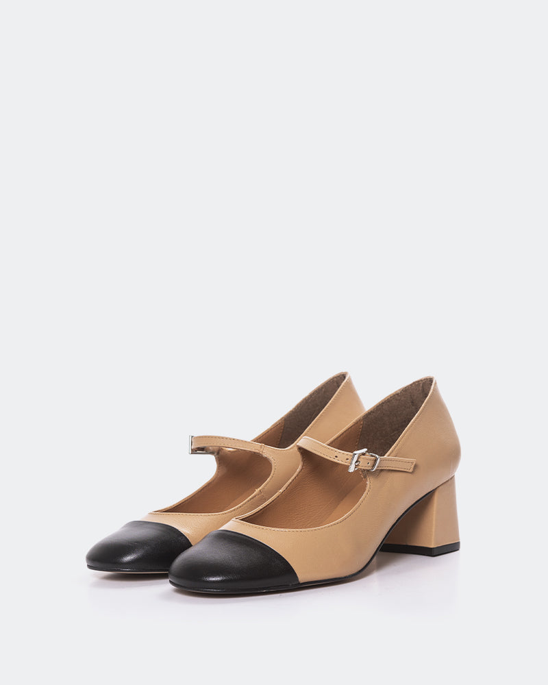 L'INTERVALLE Zanotti Women's Shoe Mary Jane Black Camel Leather