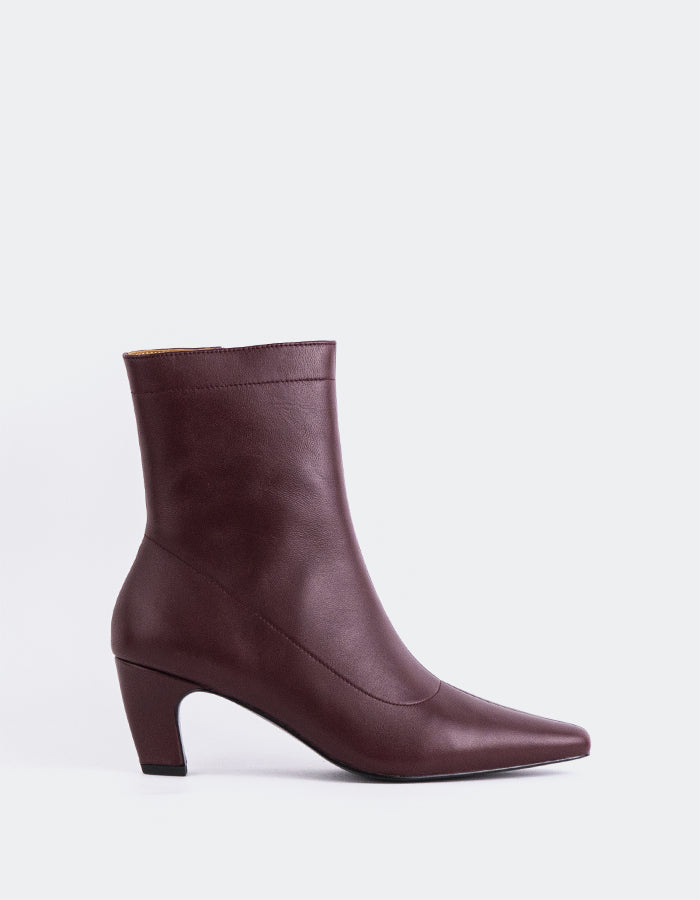SHELLY SHEN Zarcero Women's Ankle Boots Burgundy Leather