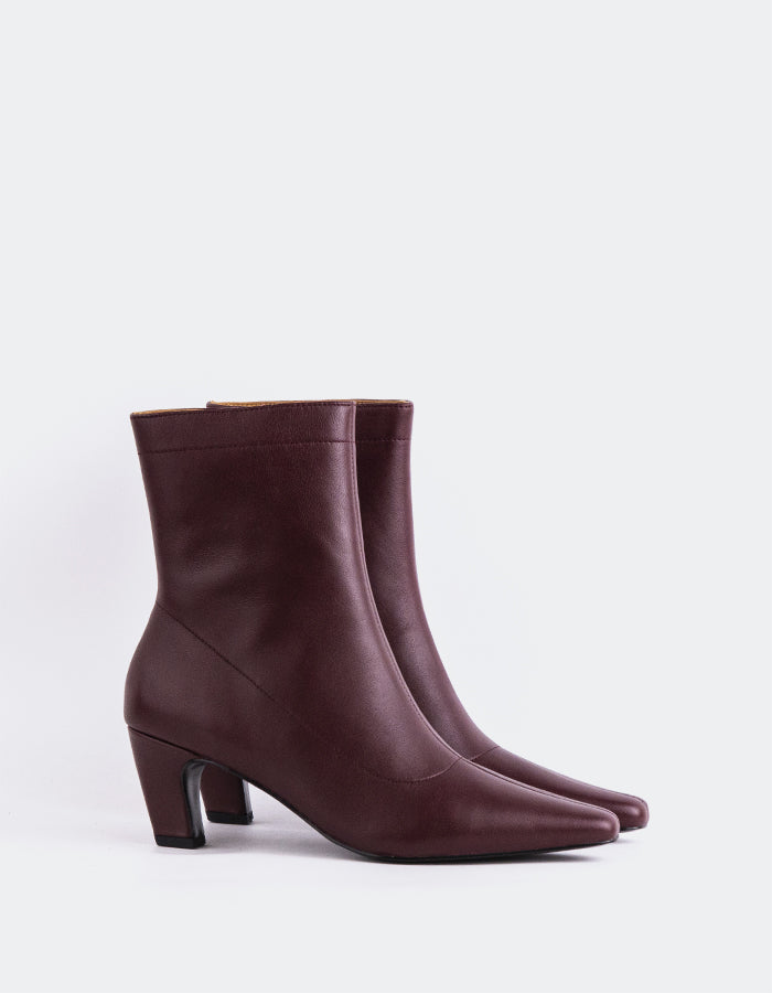 SHELLY SHEN Zarcero Women's Ankle Boots Burgundy Leather