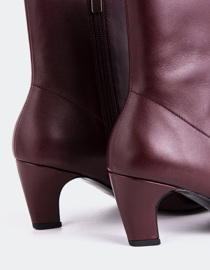 SHELLY SHEN Zarcero Women's Ankle Boots Burgundy Leather