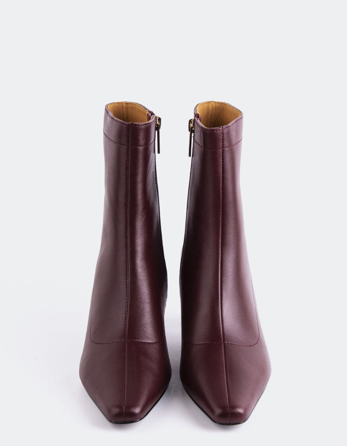 SHELLY SHEN Zarcero Women's Ankle Boots Burgundy Leather