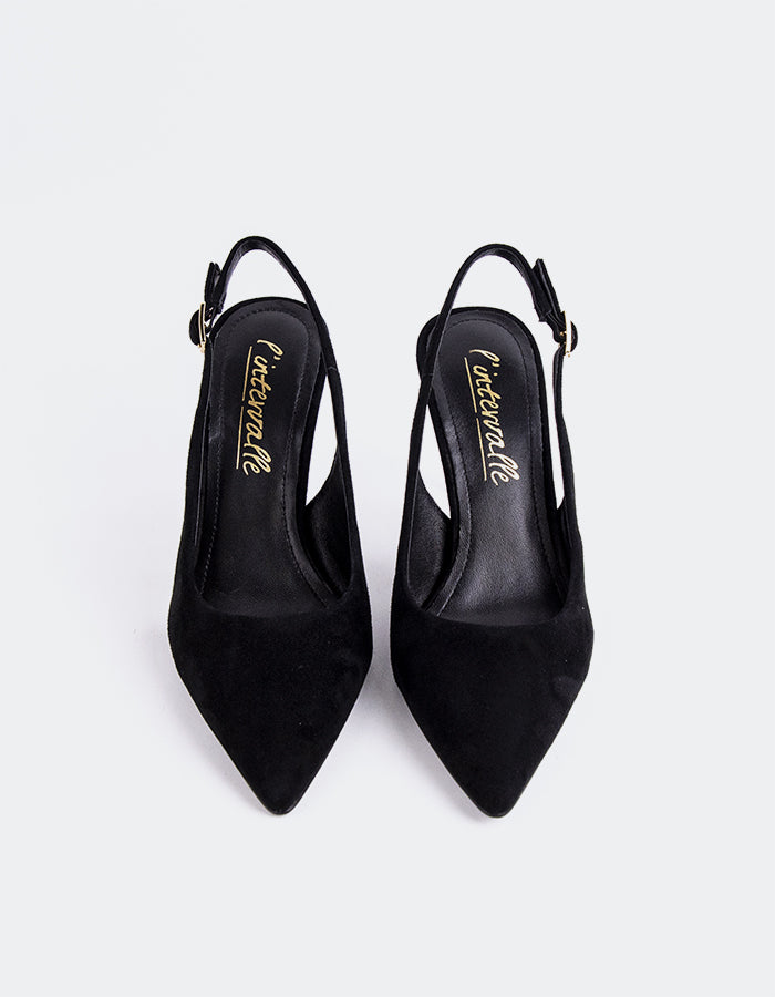 L'INTERVALLE Zinnara Slingbacks  à talons hauts pour femmesNoir Suède
