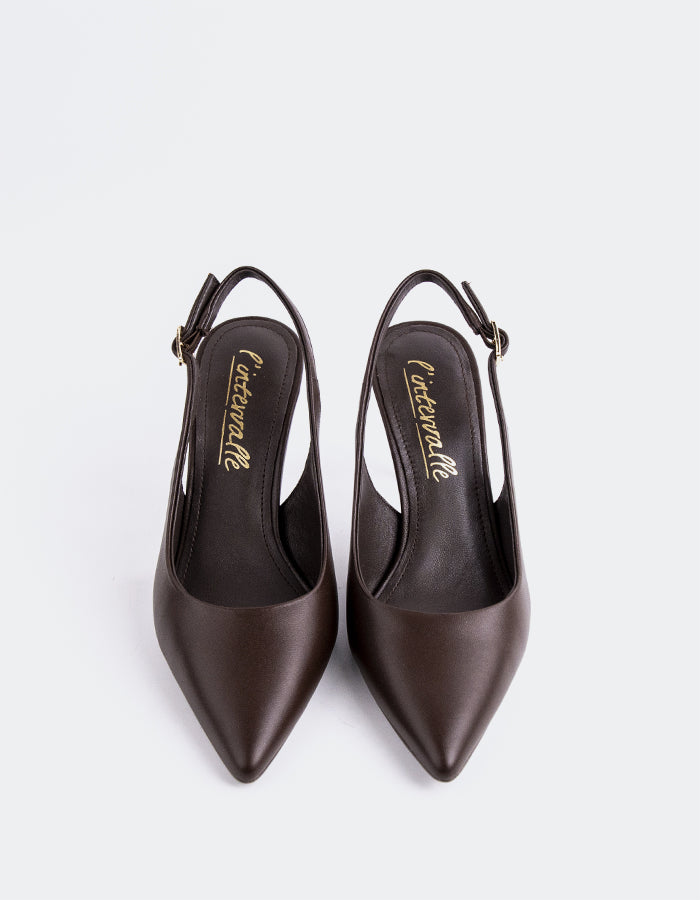 L'INTERVALLE Zinnara Slingbacks  à talons hauts pour femmesBrun
