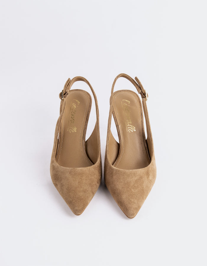 L'INTERVALLE Zinnara Women's High-Heel Slingbacks Camel Suede