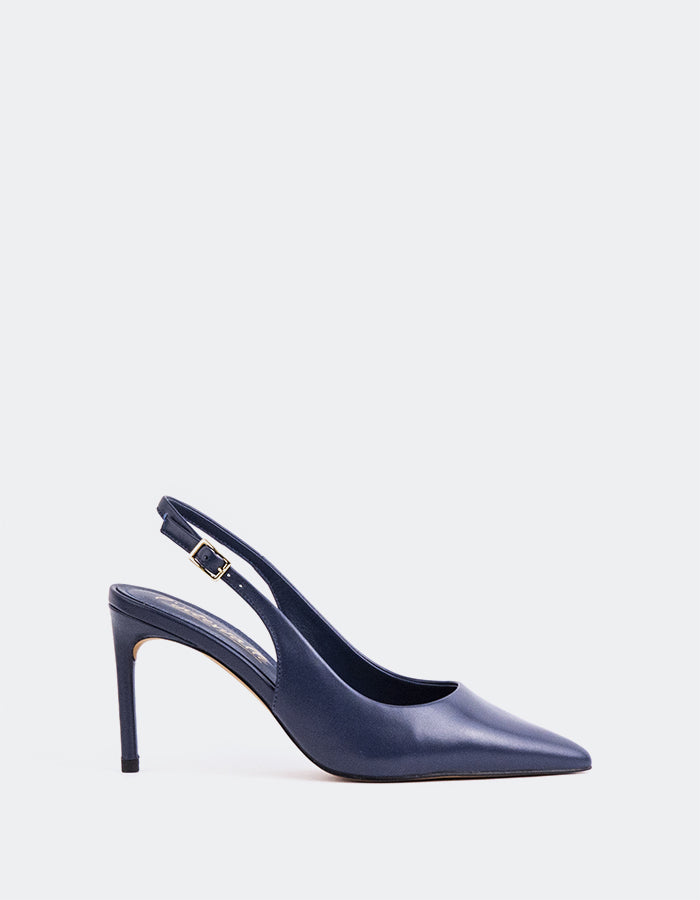 L'INTERVALLE Zinnara Women's High-Heel Slingbacks Navy Leather