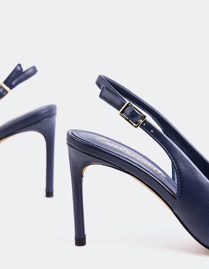 L'INTERVALLE Zinnara Women's High-Heel Slingbacks Navy Leather