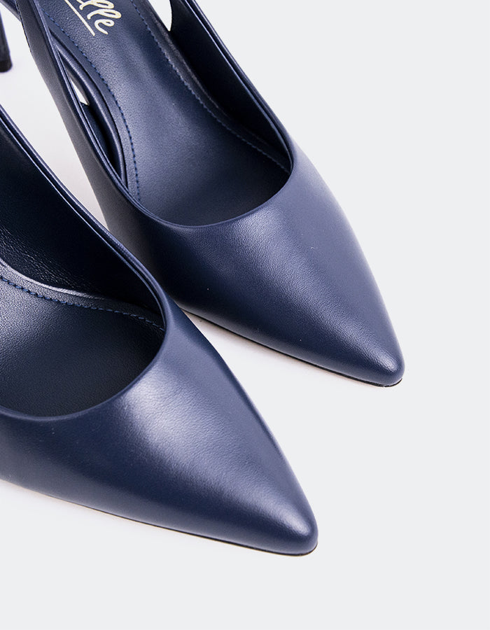 L'INTERVALLE Zinnara Women's High-Heel Slingbacks Navy Leather