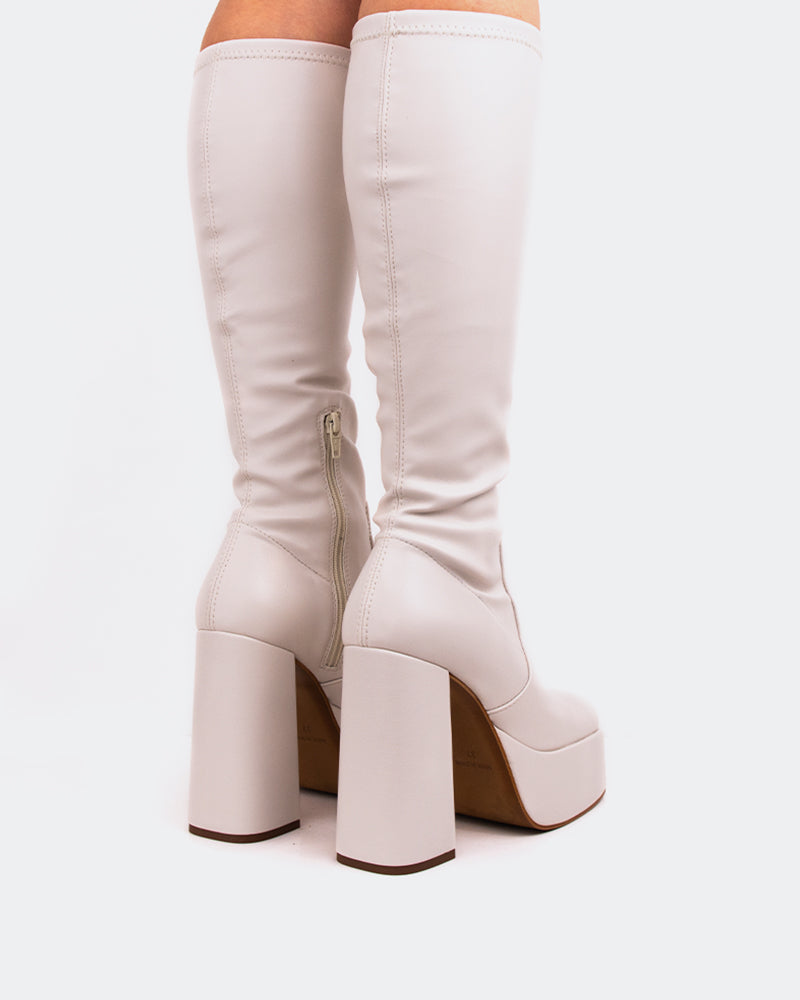 White Whatta Showdown Knee High Boots - US 11