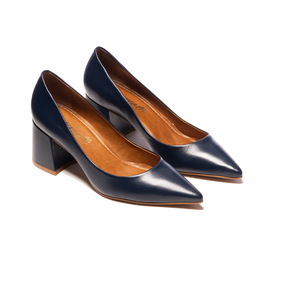 Navy court shoes leather Clearance