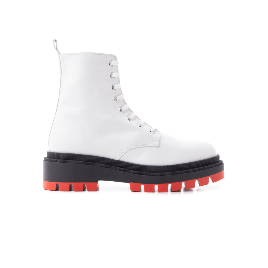 Ciudad White Leather/Red sole