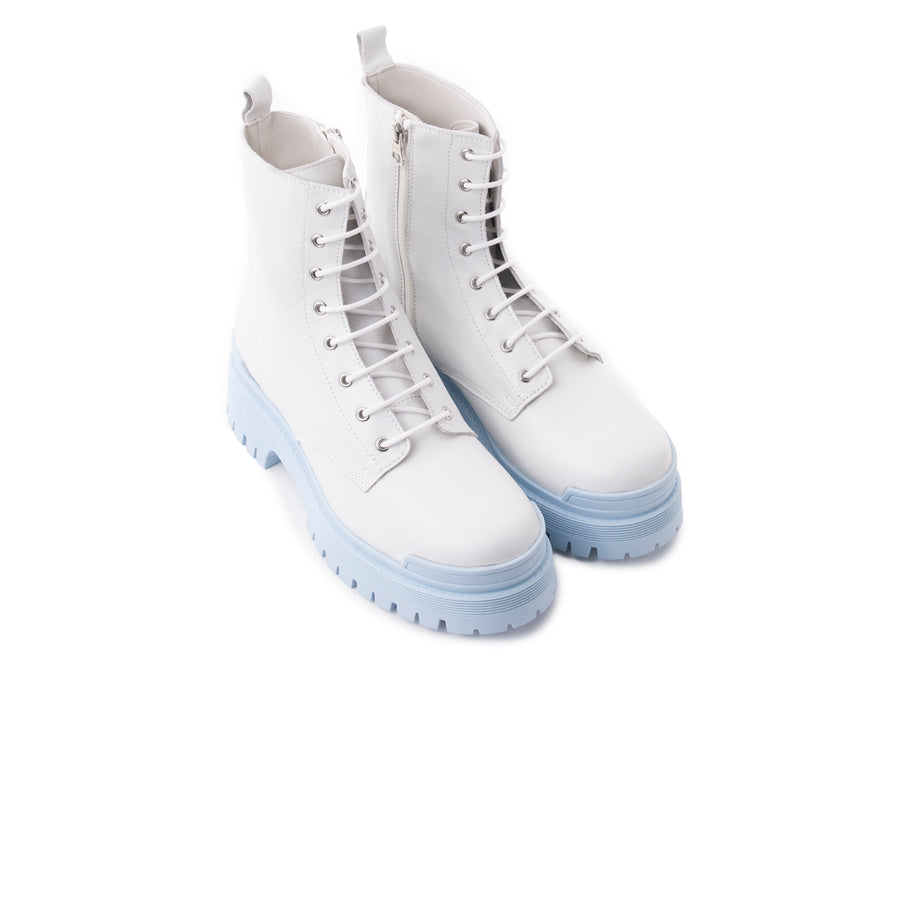 Langport White Leather/Blue Sole