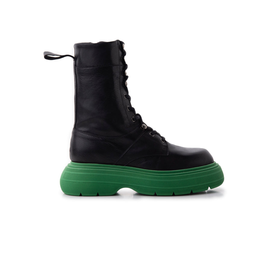 Armstrong Black Leather/Green Sole