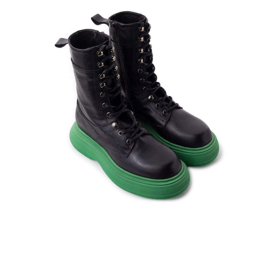 Armstrong Black Leather/Green Sole