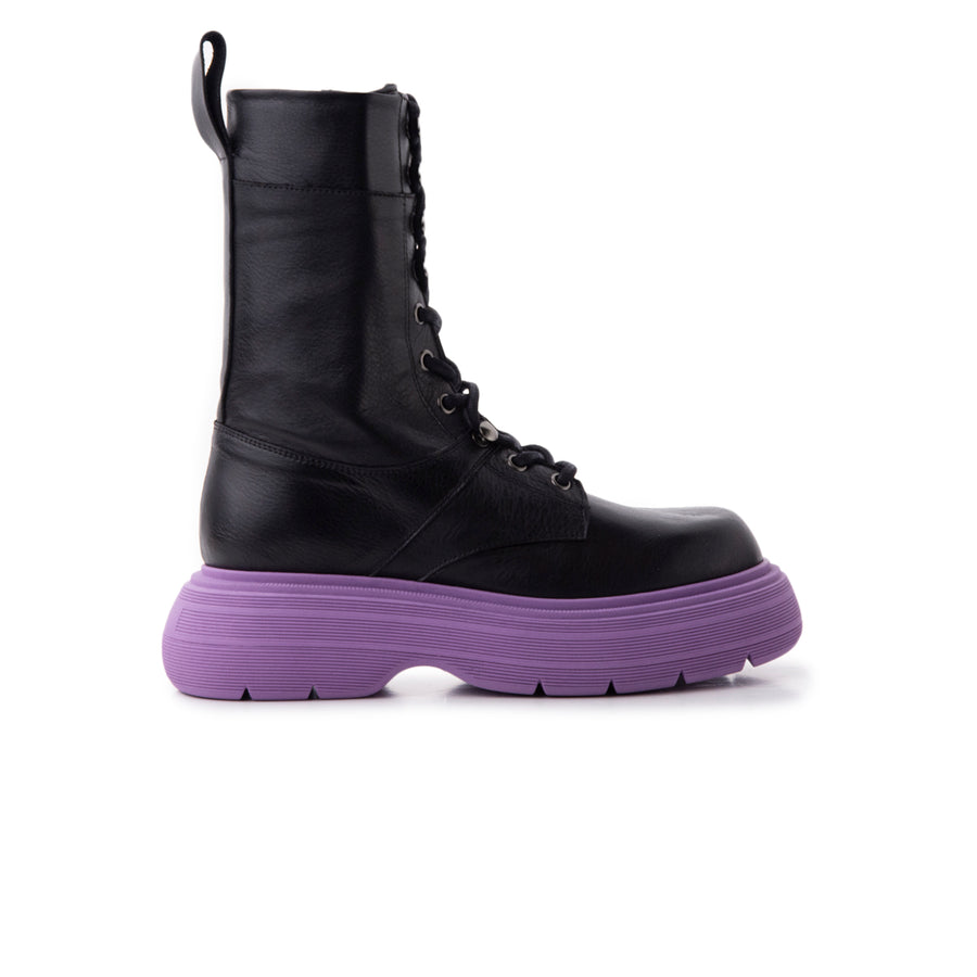 Armstrong Black Leather/Purple Sole