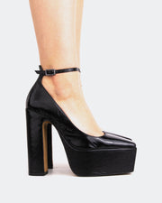 Lacey Black Leather - Black / 38