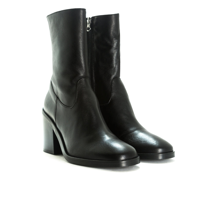 Maralik Black Leather Ankle Boots (1571822567504)