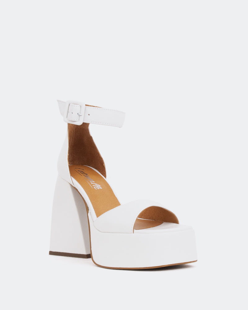Moore, White Leather/Cuir Blanc