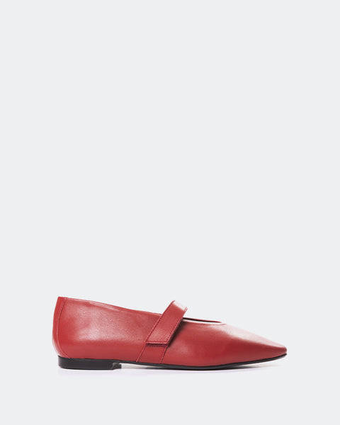 L INTERVALLE Flordeliz Chaussure Ballerine pour femme Rouge Cuir